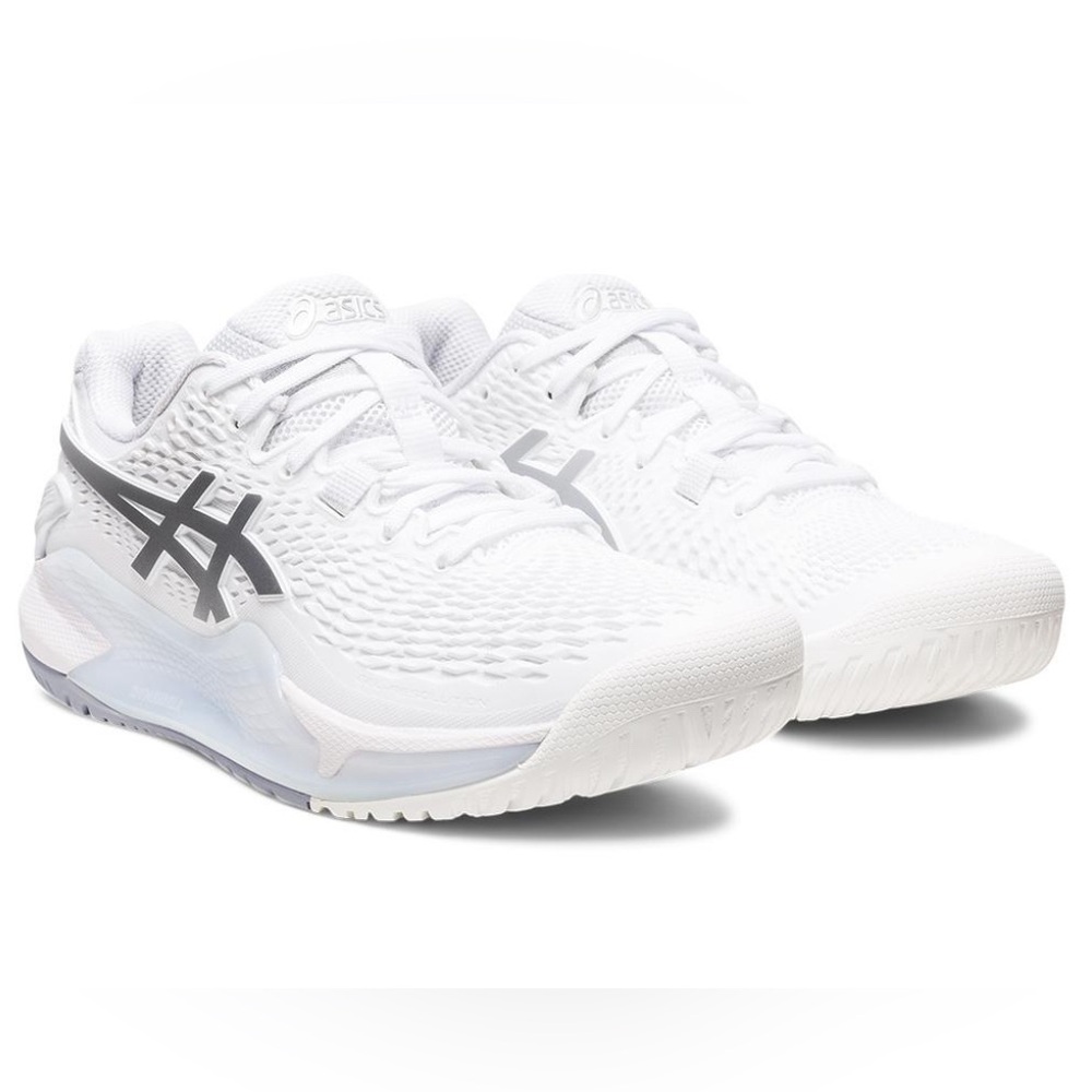 Asics Women's GEL-Resolution 9 Tennis Shoes White and Pure Silver size 9.5